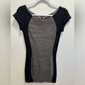 Rag & Bone Knit Sheath Dress Scoop Neck Back Zipper Mini Moto Black Grey XS